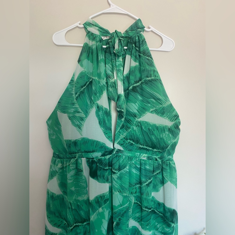 Apricot Lane Vibrant Green Leaf Dress women size‎ large - Picture 7 of 13